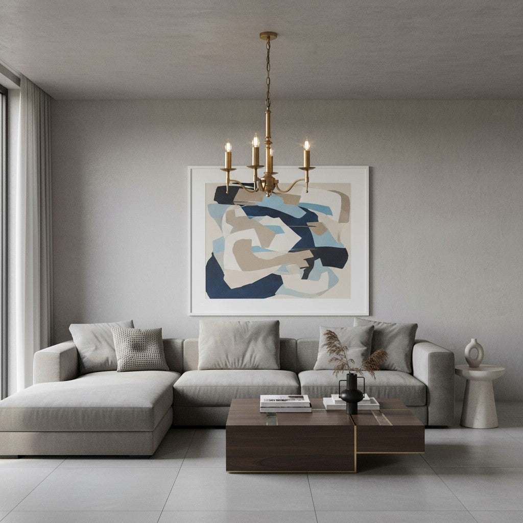 Tela Brass and Nickel Chandelier – Elegant Multi-Light Fixture for Foyers and Kitchens