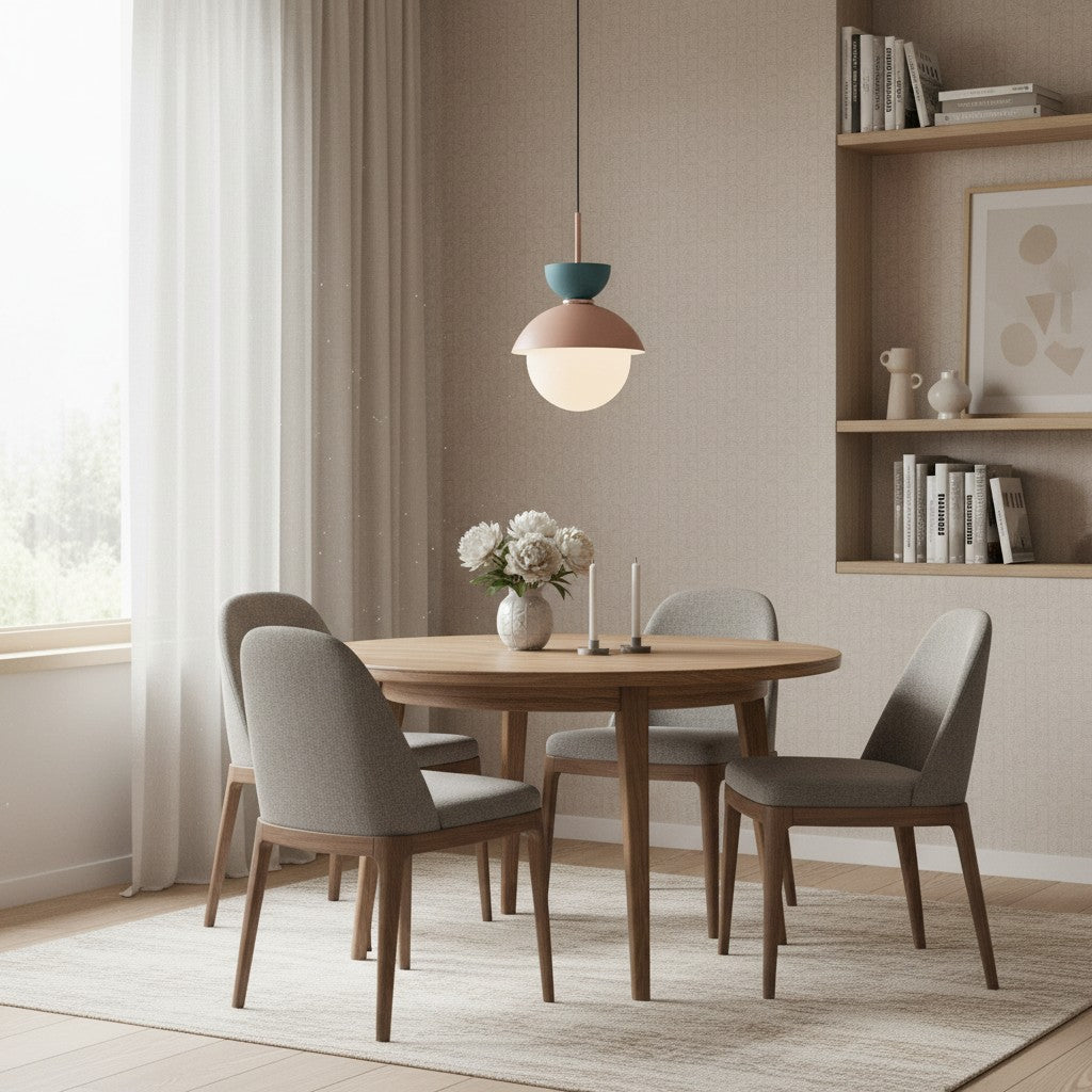 Frovela Nordic Macaroon Pendant Lamp with Globe Design - Aluminum Lighting for Bedroom or Living Room