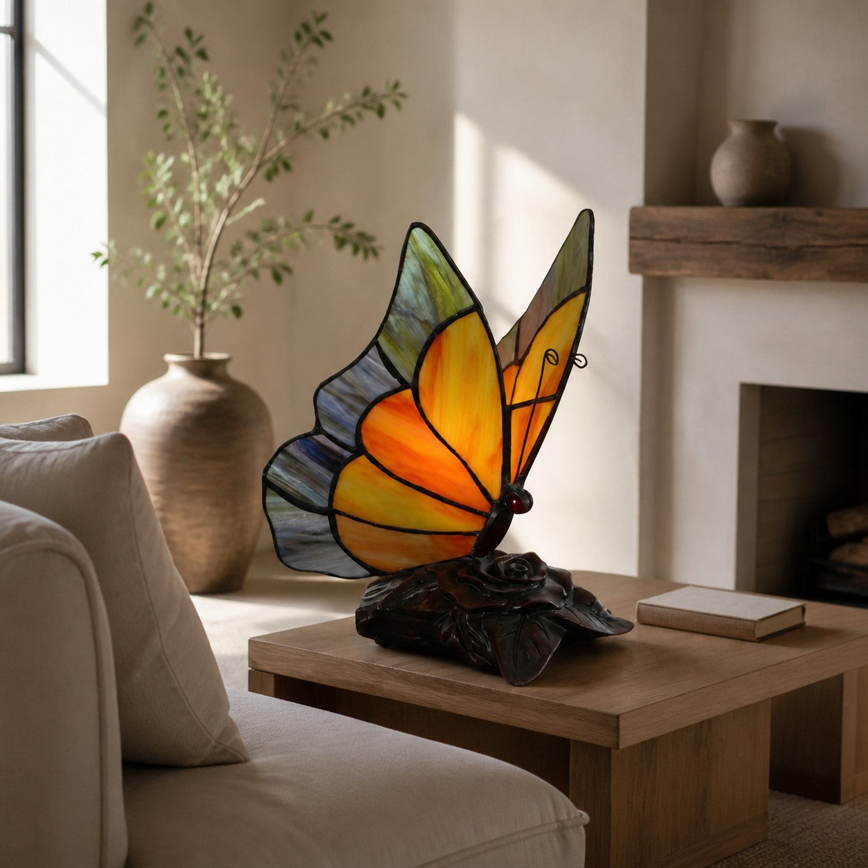 TF Butterfly Table Lamp – Nature-Inspired Glass Design Perfect for Living Rooms or Hallways