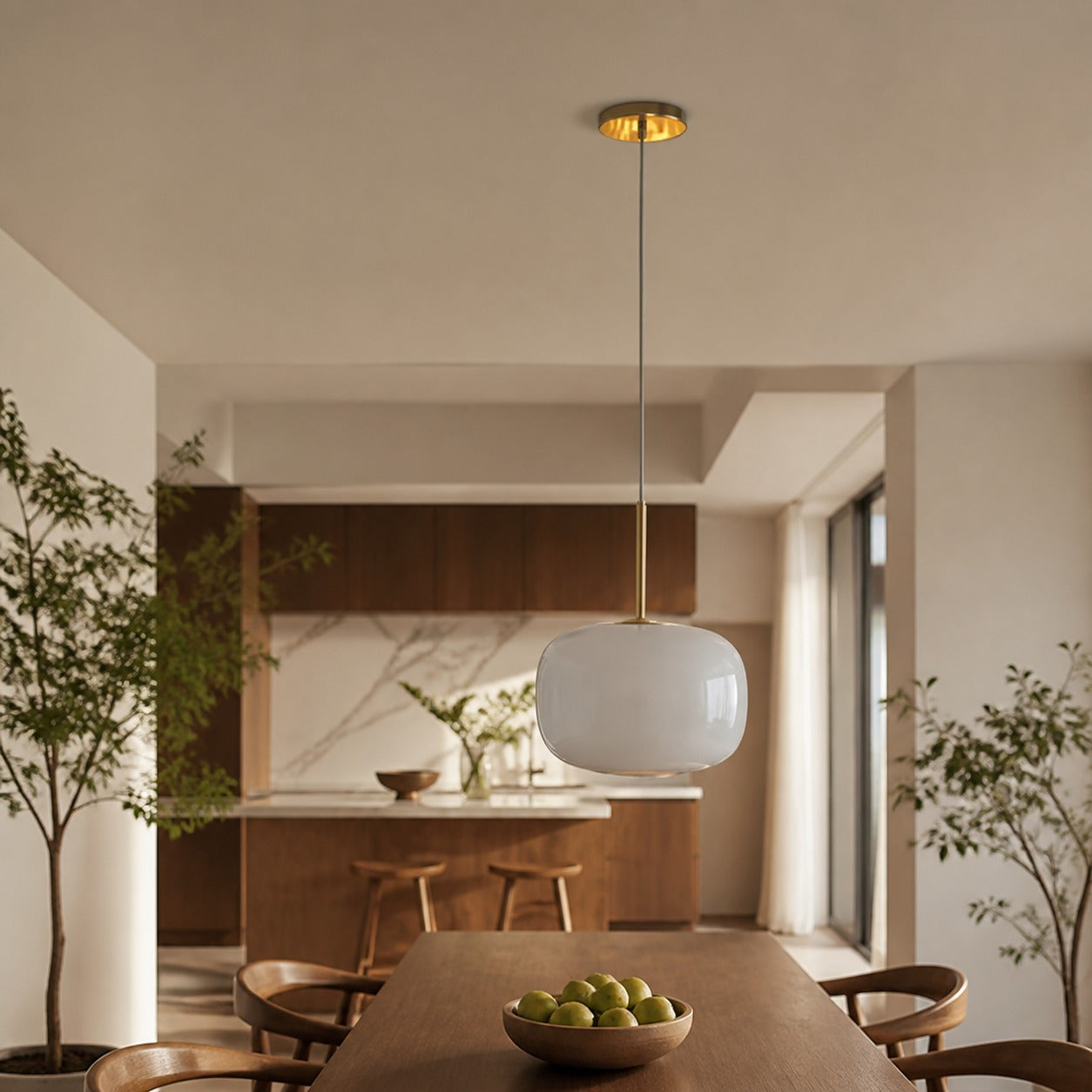 Lumivelle Pebble Pendant Light - Adjustable Glass Shade - Modern Lighting