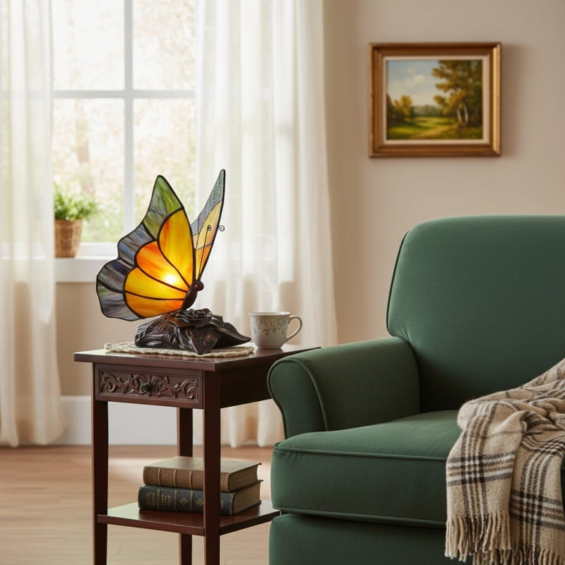 TF Butterfly Table Lamp – Nature-Inspired Glass Design Perfect for Living Rooms or Hallways