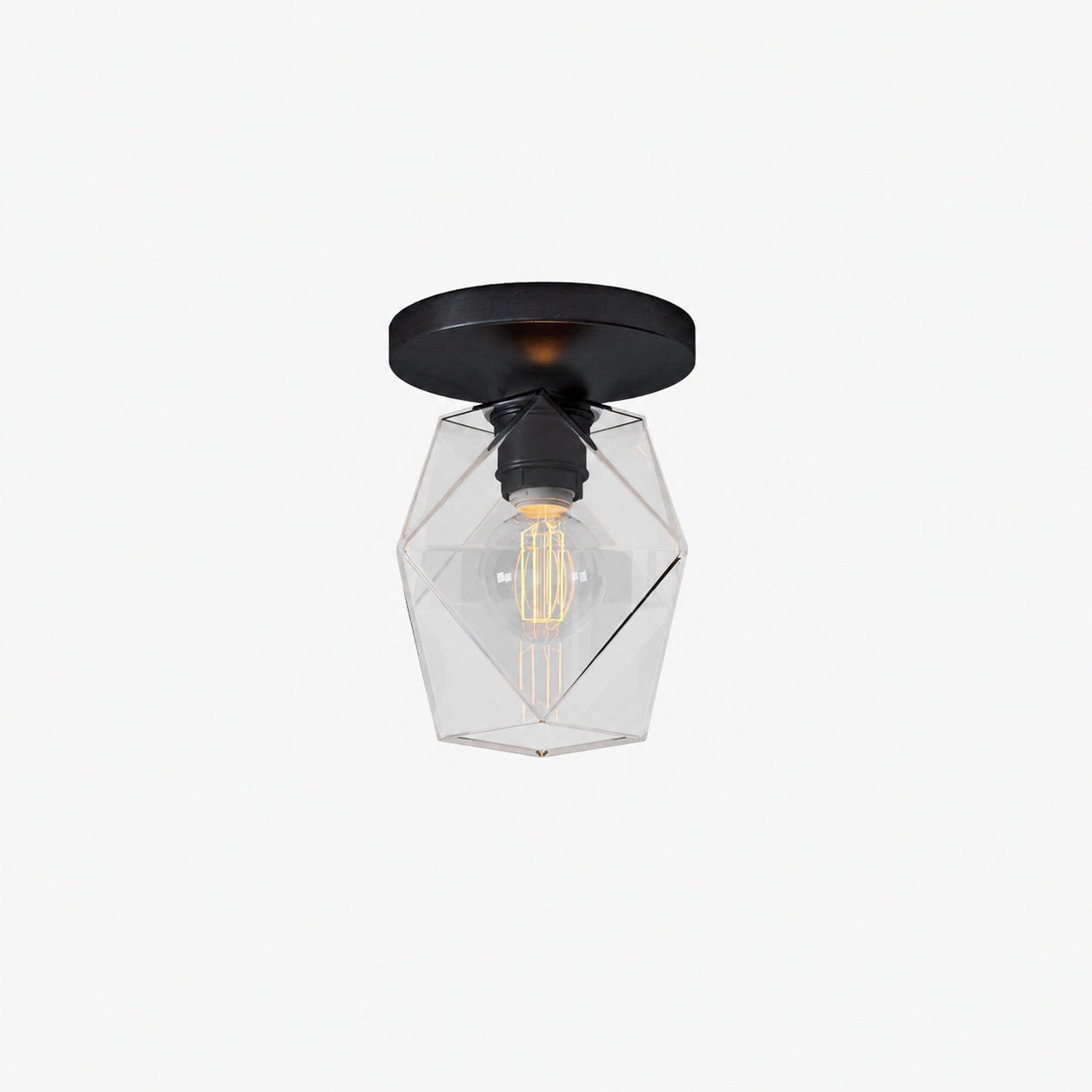 Talvior Sculptural Flush Mount Ceiling Light – Faceted Glass for Modern Interiors