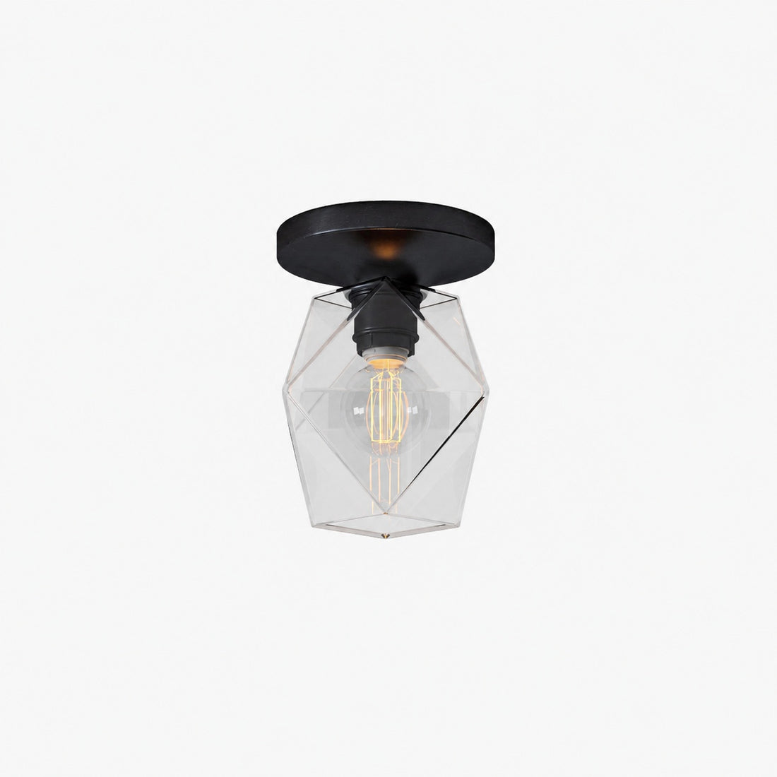 Talvior Sculptural Flush Mount Ceiling Light – Faceted Glass for Modern Interiors