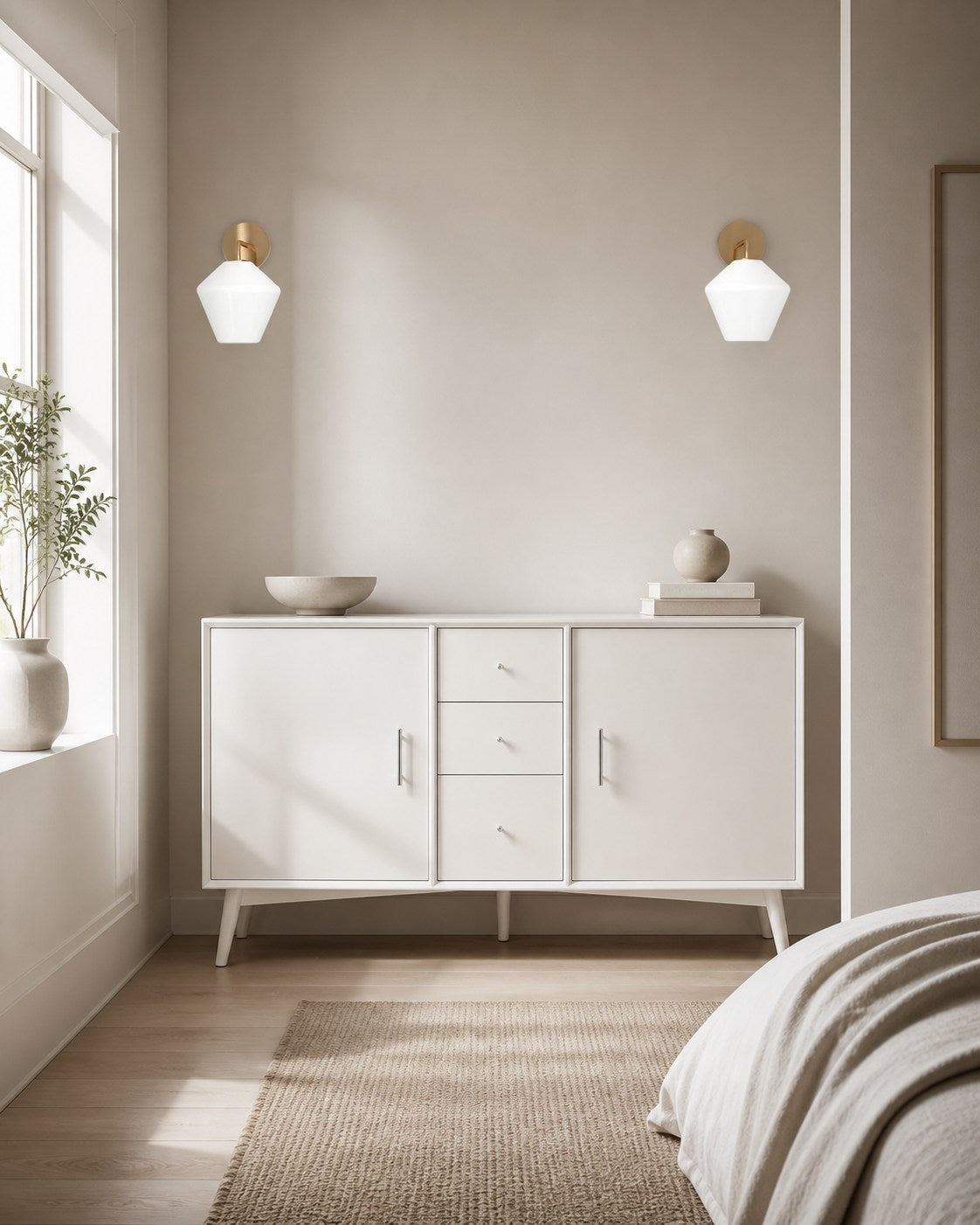 Merin Sculptural Milk Glass Geometric Wall Lamp