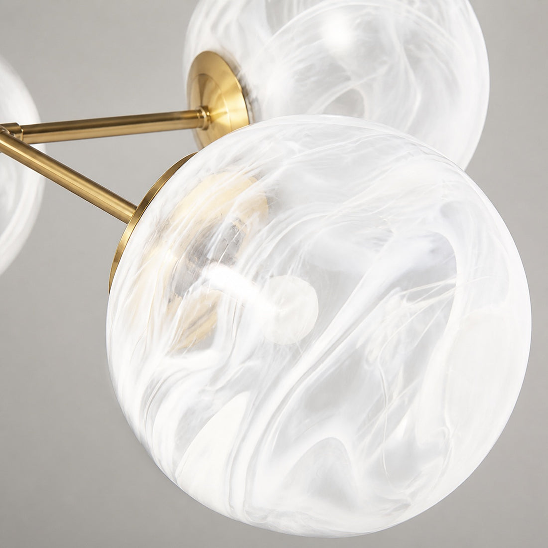 Pawrior Multi-head Organic Glass Spherical Chandelier - Modern Cloud Design Branch Light