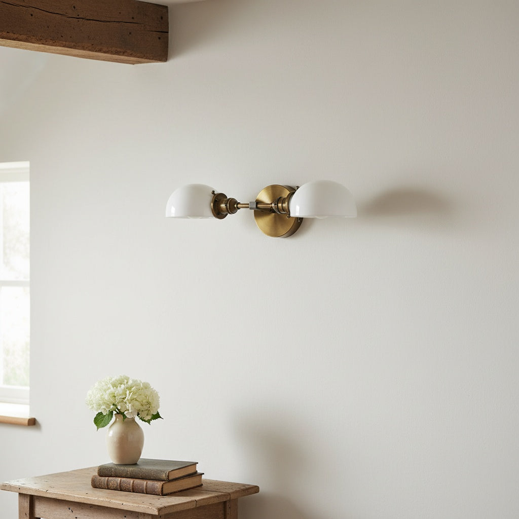 Luminara Luxury Opal Glass Dual Vanity Fixture – Multi Finish Wall Sconce for Mirror Lighting