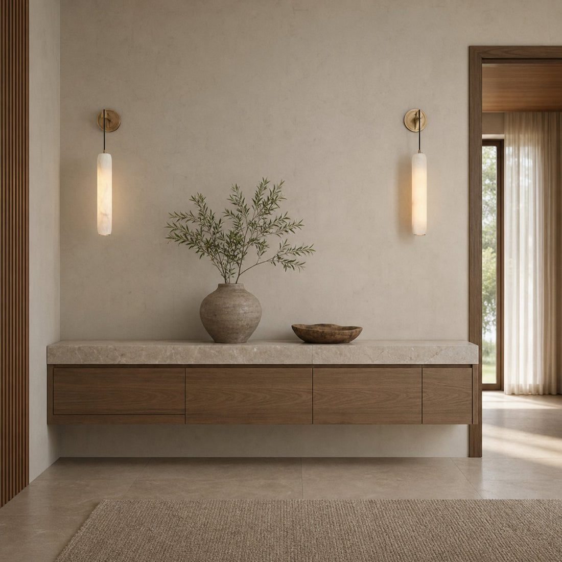 Alabaster Flute Wall Lamp
