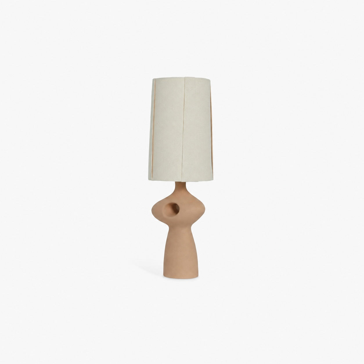 Pryssa Ceramic Table Lamp with Ivory Linen Shade -  Artistic Lighting for Living Room or Bedroom