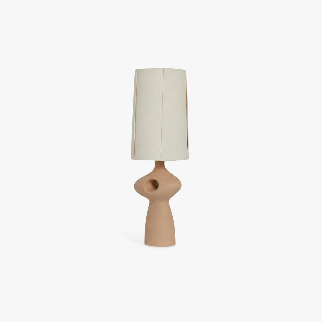 Pryssa Ceramic Table Lamp with Ivory Linen Shade -  Artistic Lighting for Living Room or Bedroom