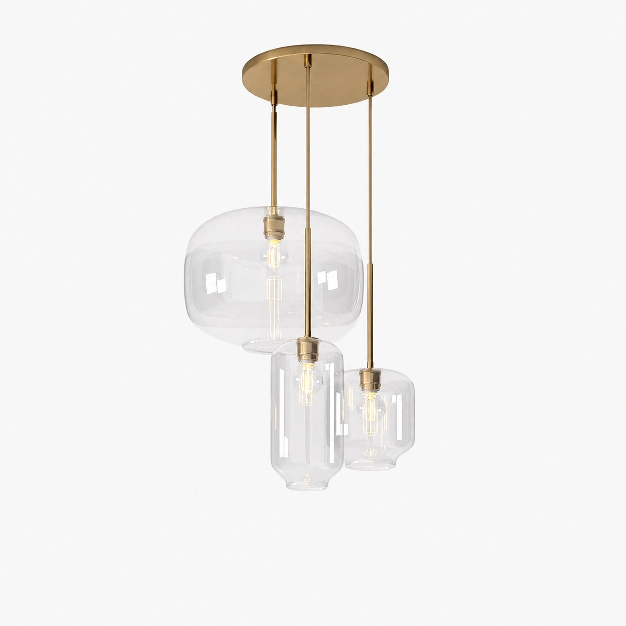Lumivelle Pebble Glass Chandelier - 3-Light Modern Pendant Style