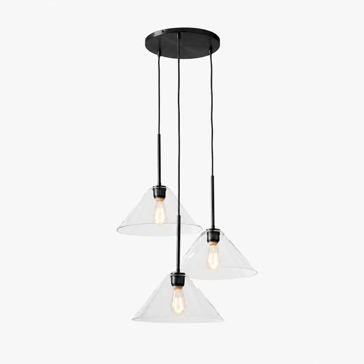Conica 3-Light Cone Chandelier - Sculptural Glass Pendant Lighting Modern Style