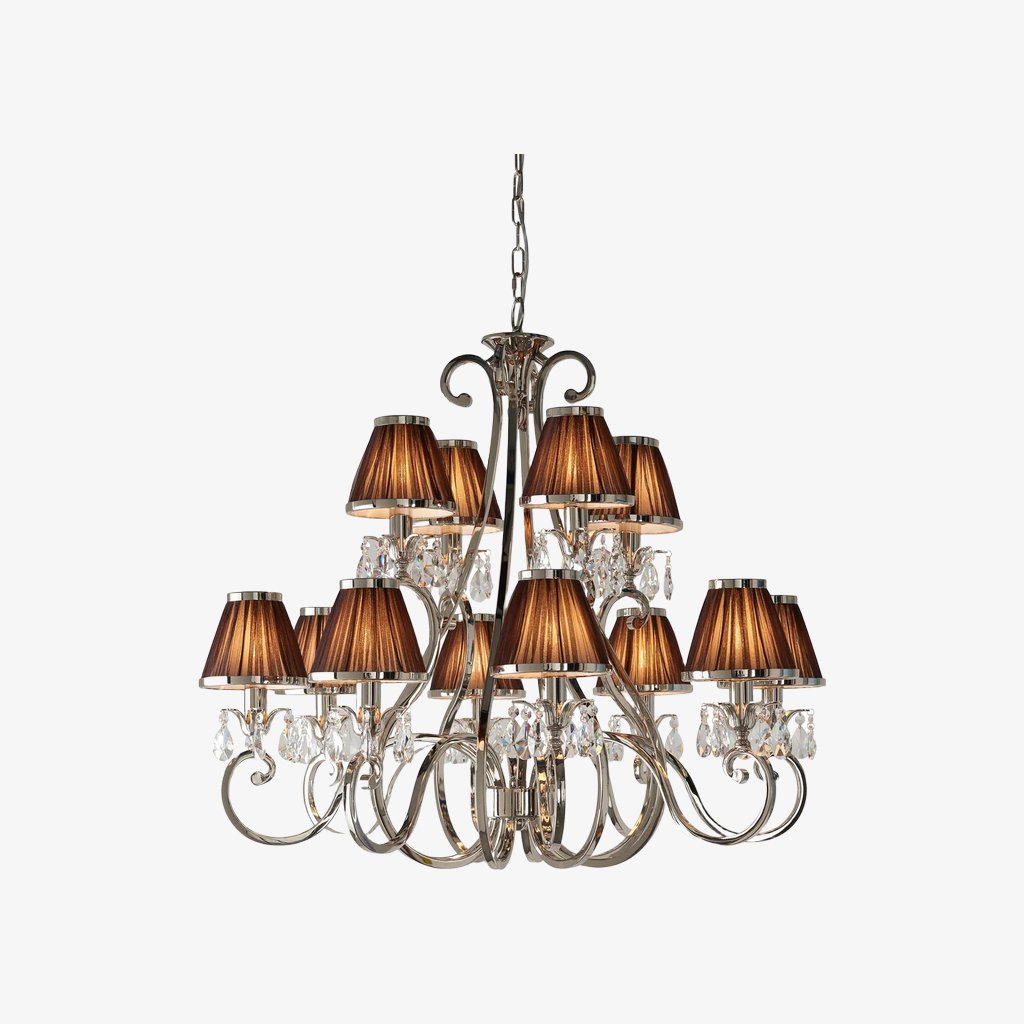 Talonis Multi-light Fabric Chandelier - Elegant Metal Curved Arms for Dining and Living