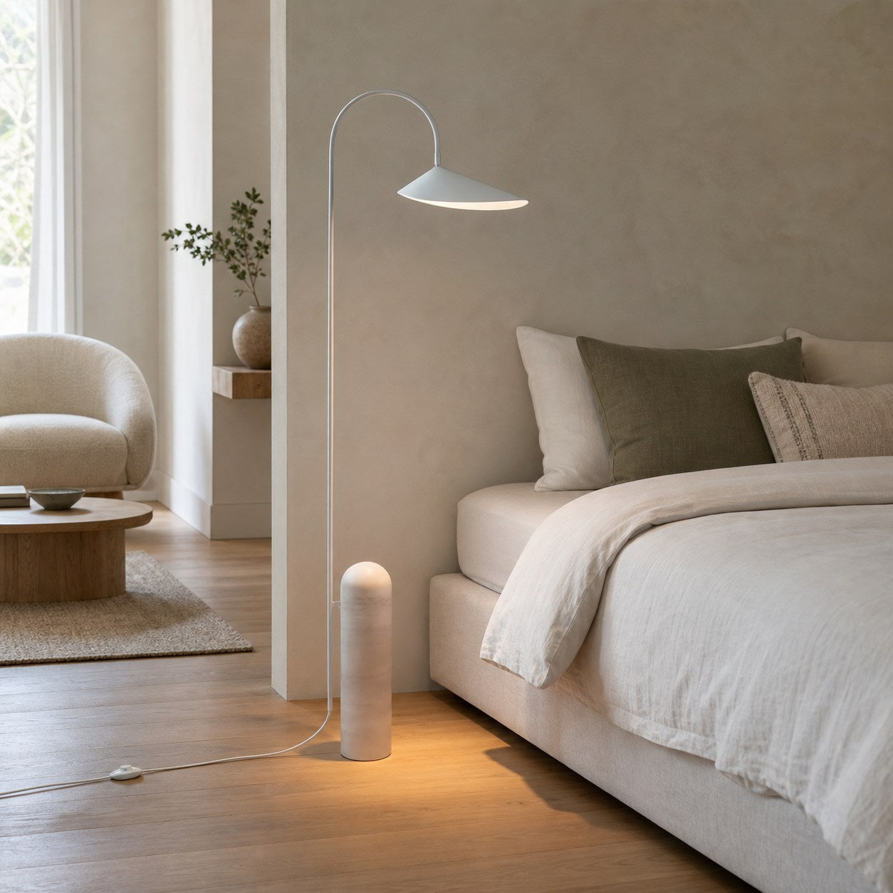 Nulavo Swivel Floor Lamp - Marble Base with Leaf-shaped Shade Modern Style for Living Room