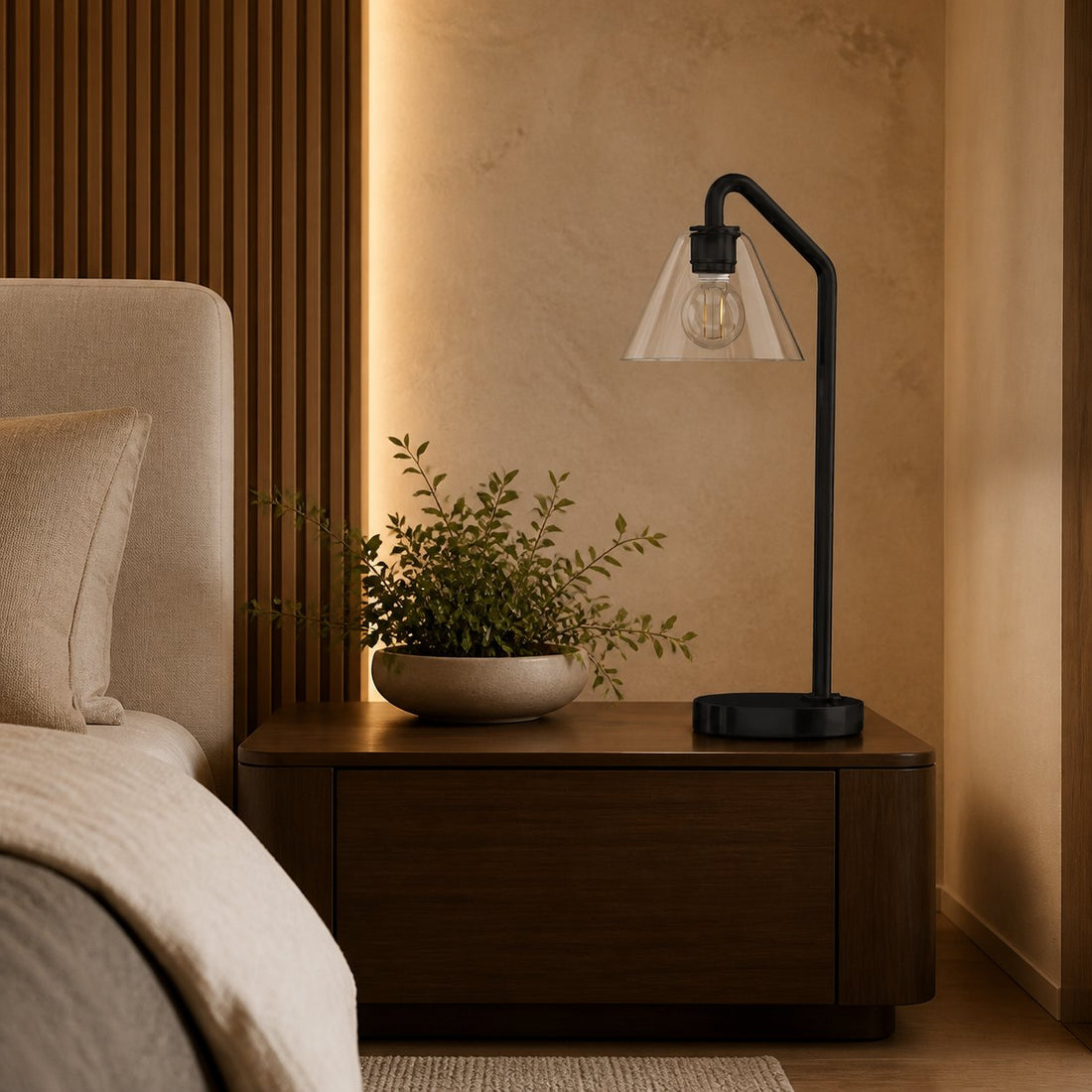 Conica Sculptural Cone Table Lamp - Modern Glass Lighting for Bedroom or Desk