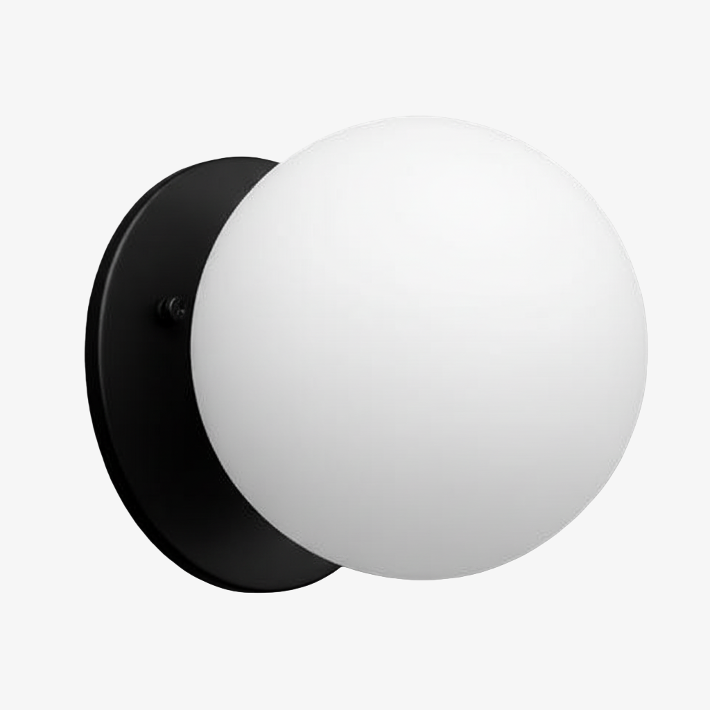 Glorica Glass Brass Wall Sconce - Frosted Globe Classic Light For Warm Ambiance