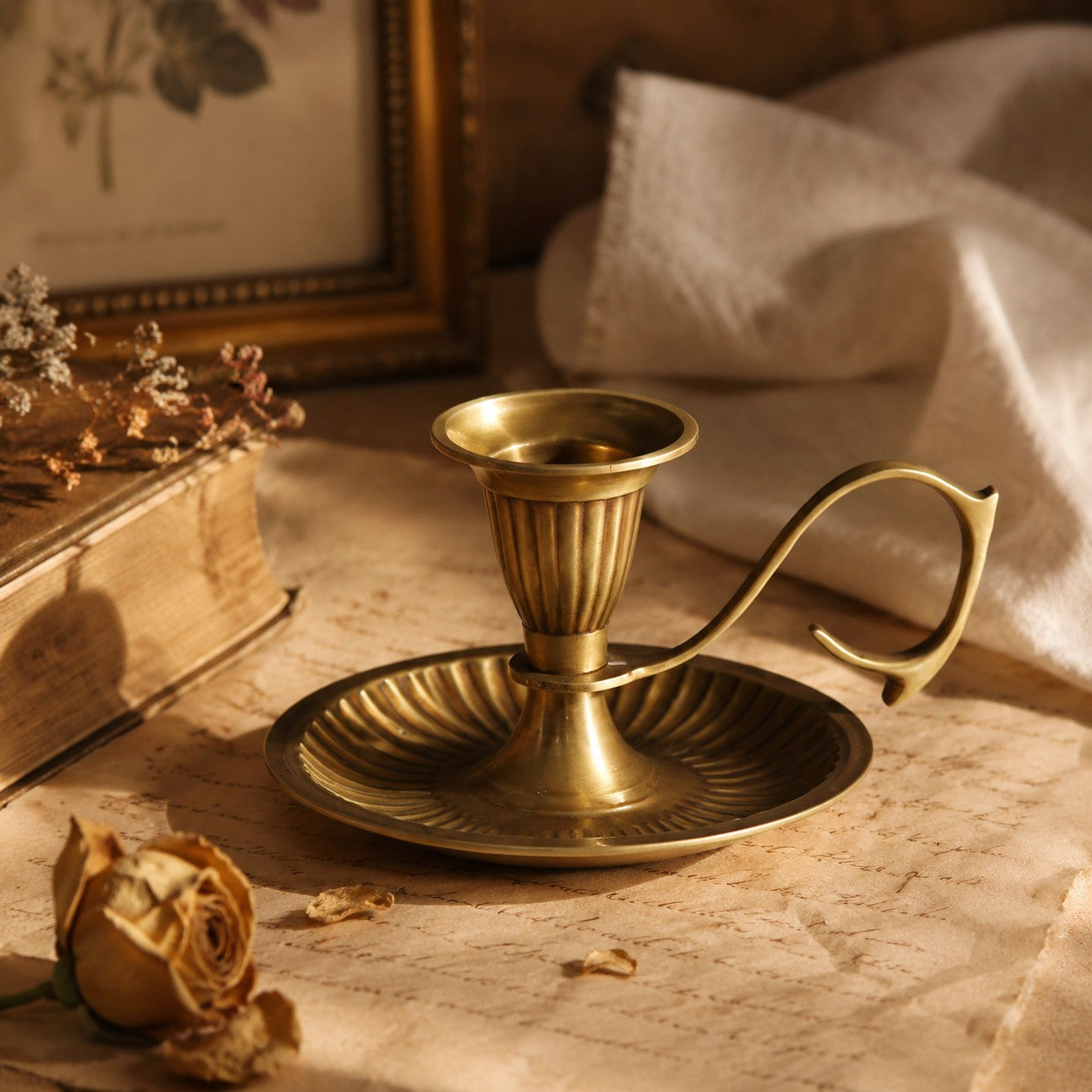 Aura Brass Candlestick Holder