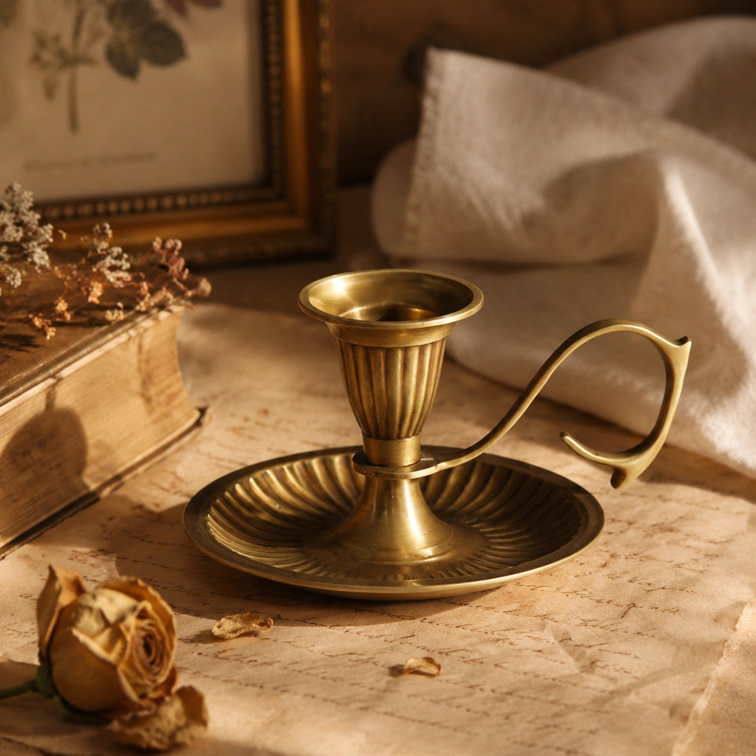 Aura Brass Candlestick Holder