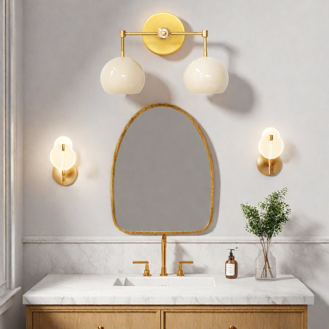 White Shades Loa Wall Sconce - Double Head Vanity Bathroom Light