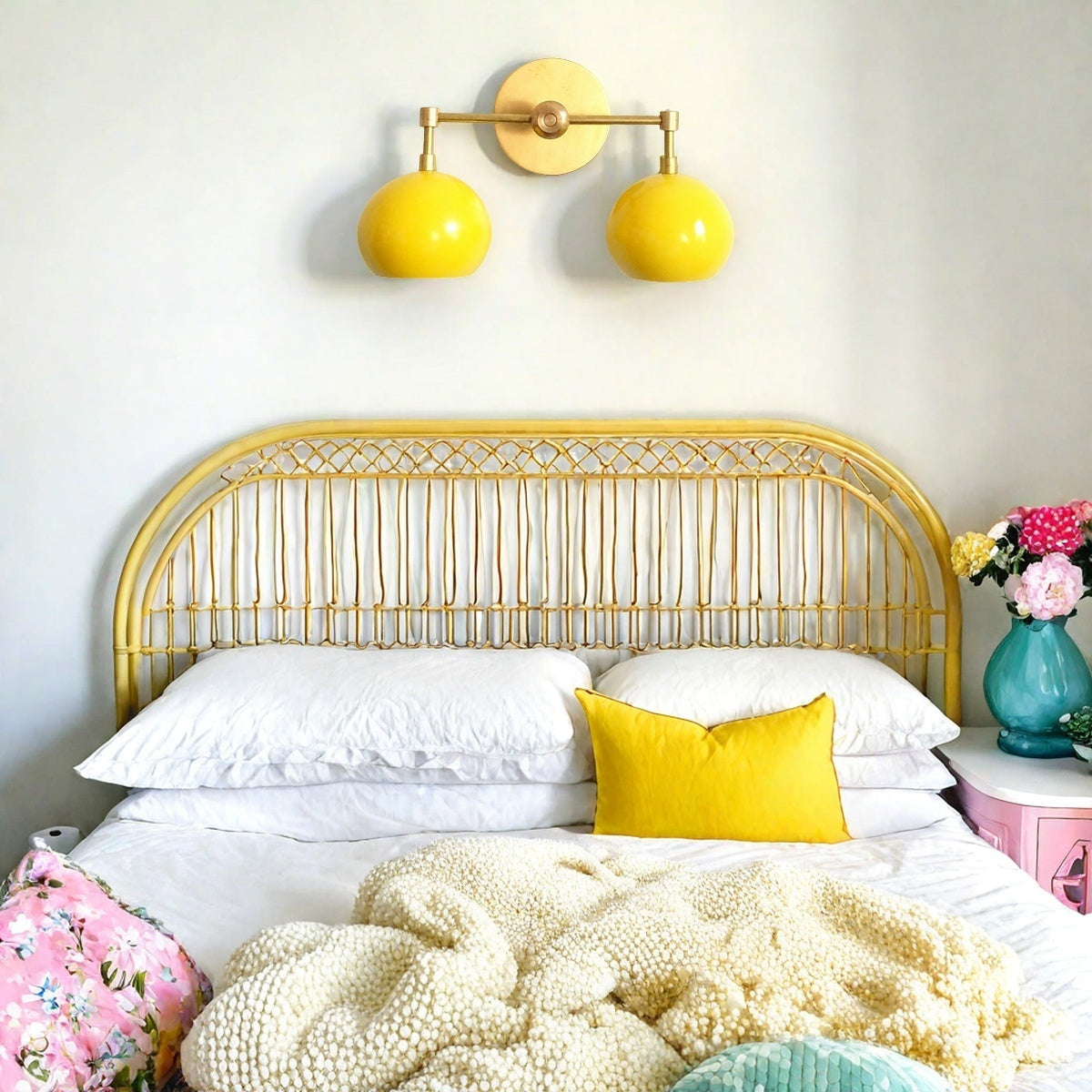 Sunshine Yellow Shades Sconce - Bubble Pop Vanity Wall Light For Bedroom