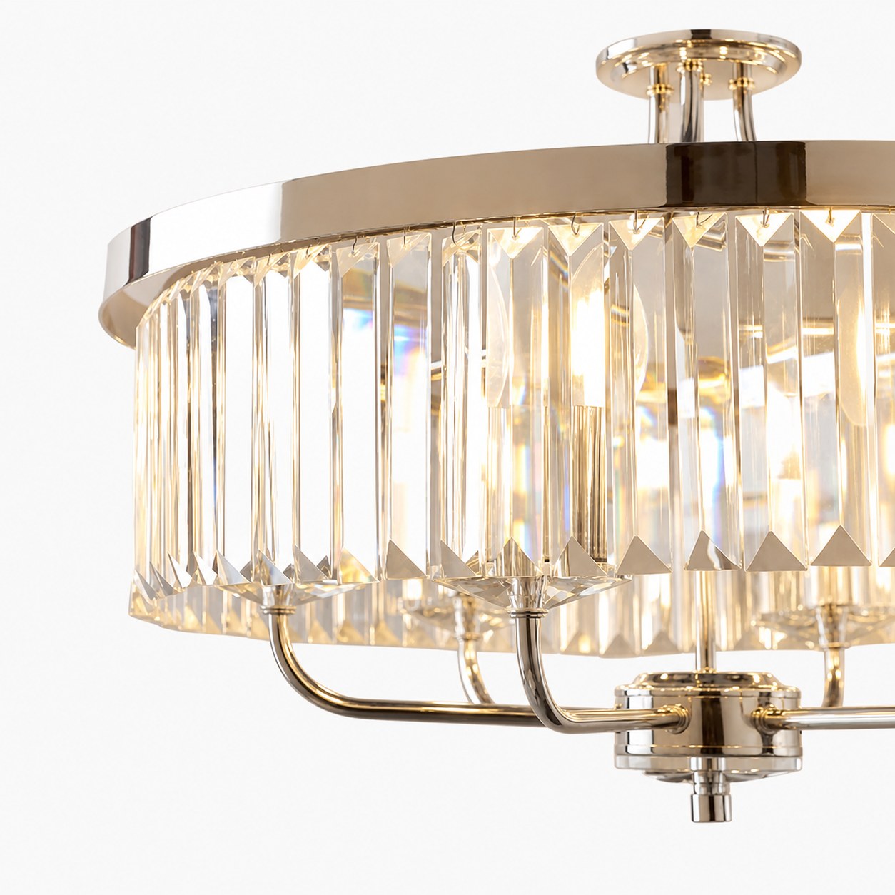 Beveline 6 Light Round Pendant - Cut Glass Shades Elegant Metal Frame for Dining Kitchen Island