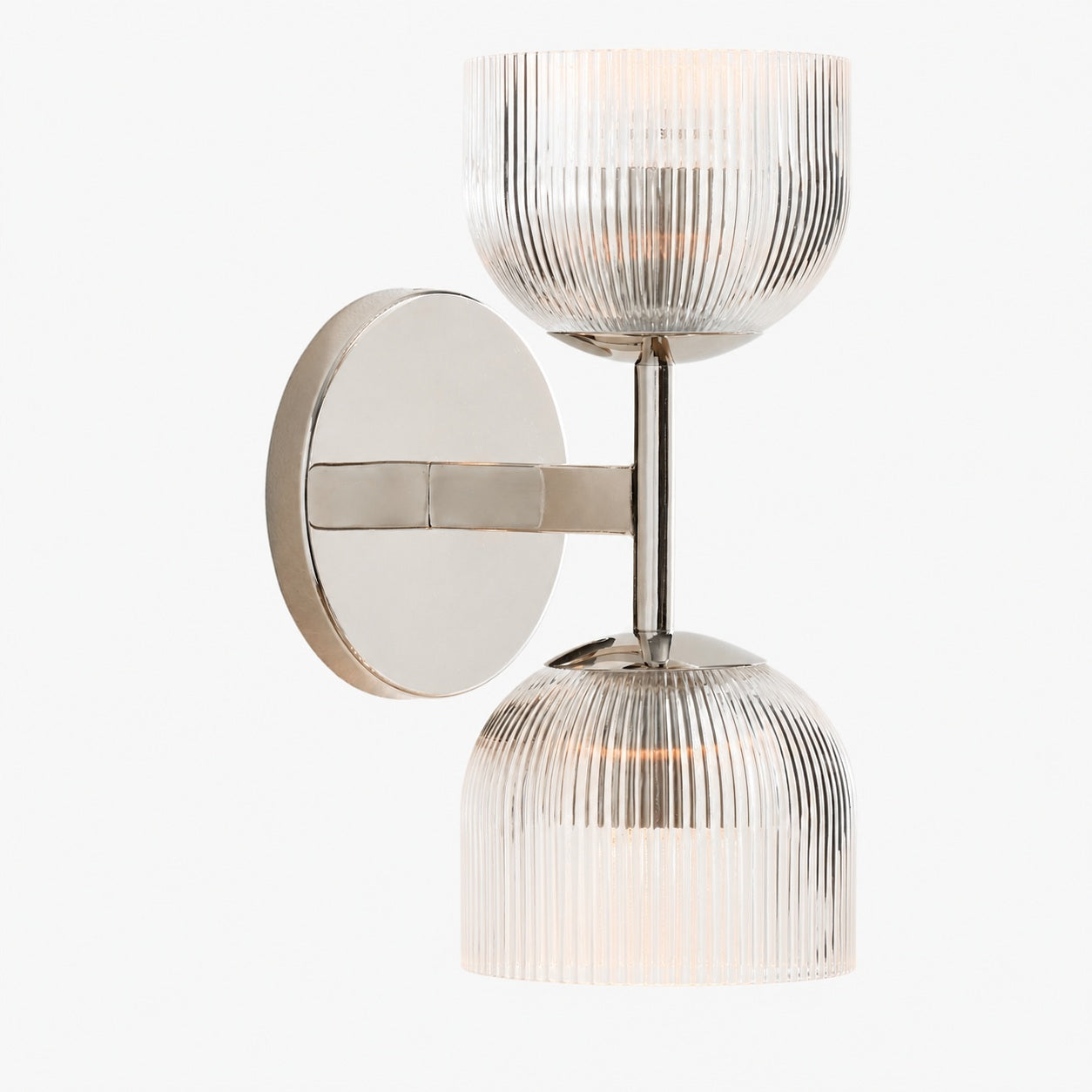 Bravira Ribbed Glass Sconce - Metal Wall Light with Clear Glass Shade