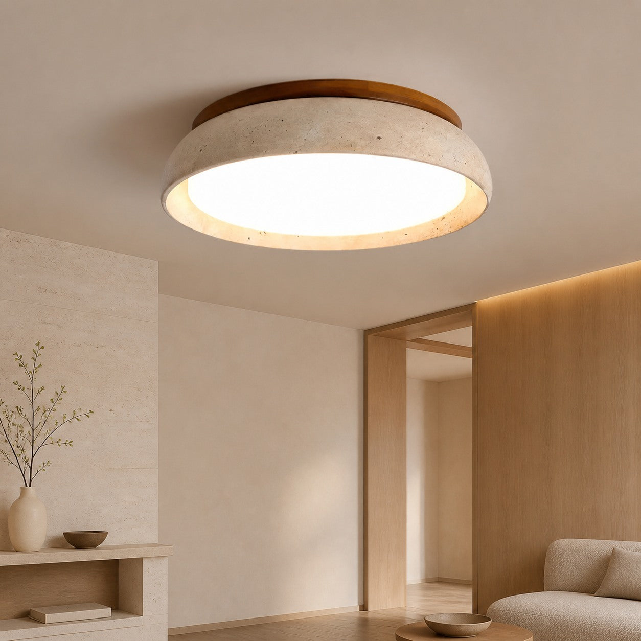 Modern Scandinavian Travertine Ceiling Light
