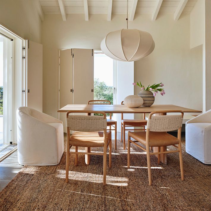 Alvian Pendant Light - Linen Shade with Adjustable Height for Cozy Dining