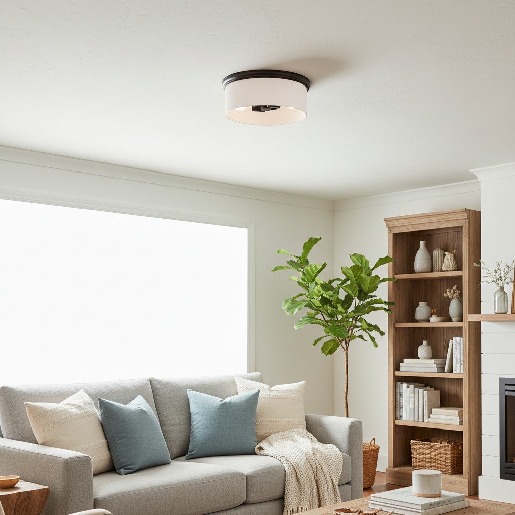 Roven Flush Mount Ceiling Lamp with Opal Glass Dome - Sleek Design for Bedroom and Living Room