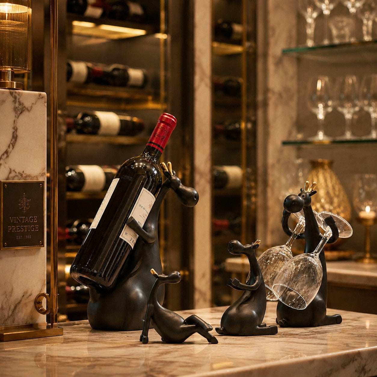 Forma Resin Wine Bottle Holder Figurine Set