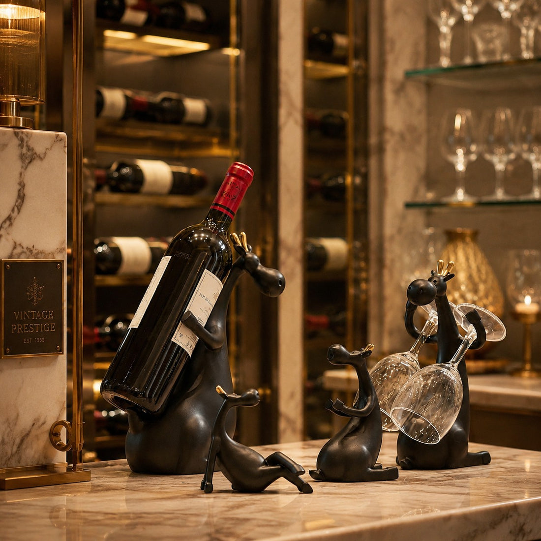 Forma Resin Wine Bottle Holder Figurine Set