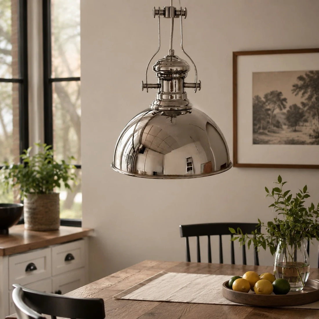 Bauhaus chrome dome pendant light