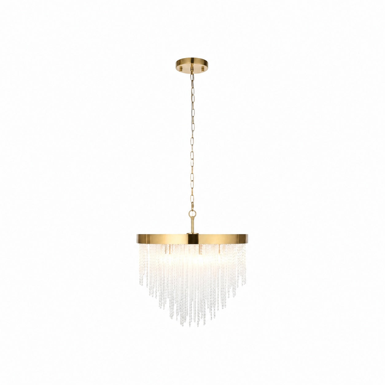 Cavara Multi-Tier Glass Rod Chandelie – Tiered Brass Pendant for Dining and Entry