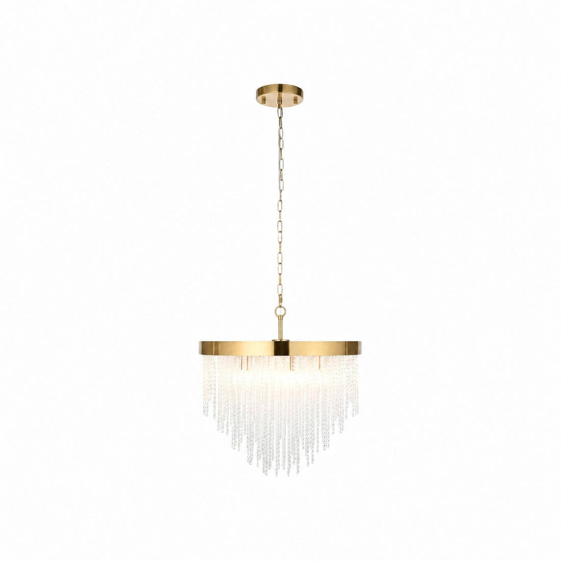 Cavara Multi-Tier Glass Rod Chandelie – Tiered Brass Pendant for Dining and Entry