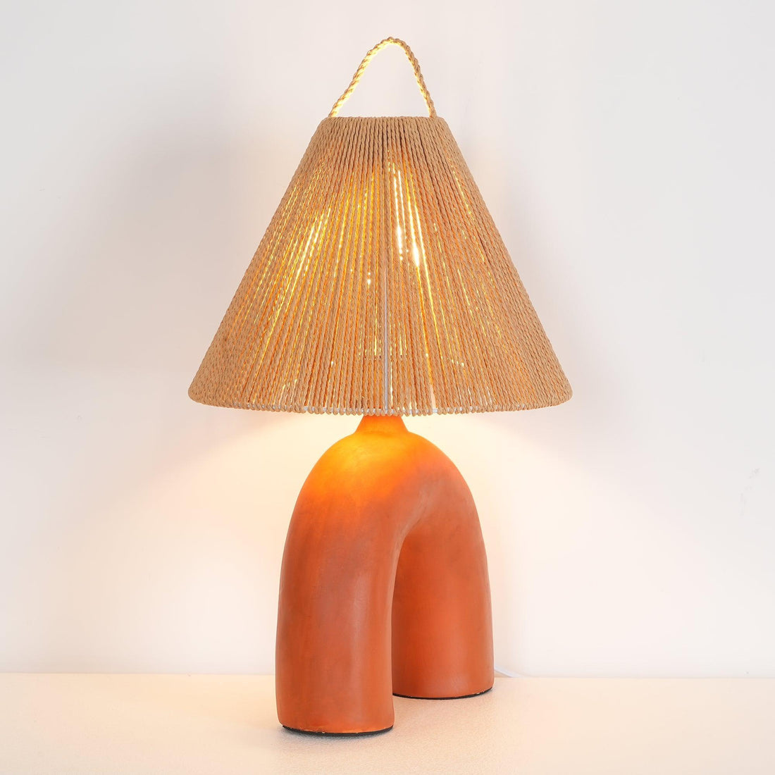 Arch - Shaped Straw Hat Table Lamp