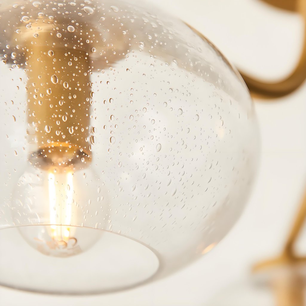 Bublaris Bubble-Glass Semi-Flush Ceiling Light - Curved Brass Arms for Living Room or Hallway