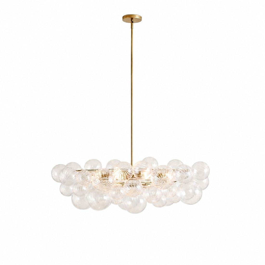 Bravira Glass Bubbled Chandelier - Vintage Brass Oval Glass Lighting