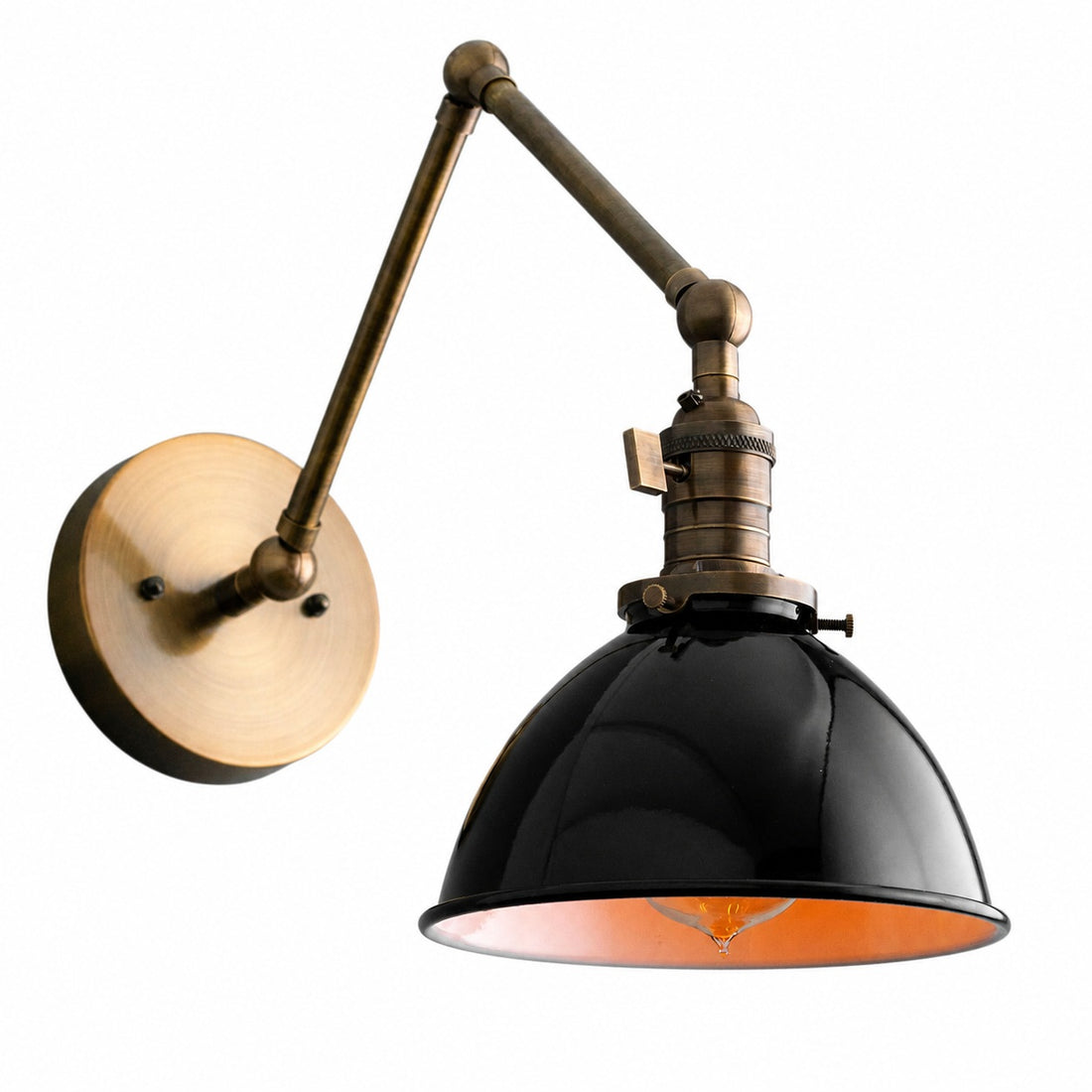 Conique Metal Vintage Industrial Swing Arm Wall Lamp - Adjustable Dome Shade for Study