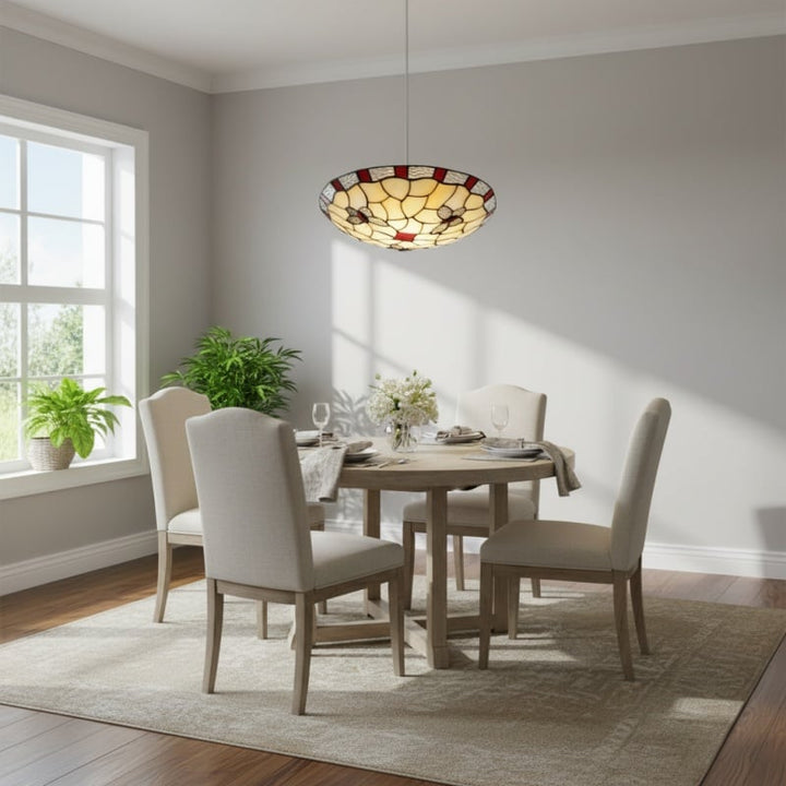 TF Butterfly Pendant Lamp - Decorative Stained Glass Pendant Light for Bedroom or Entryway