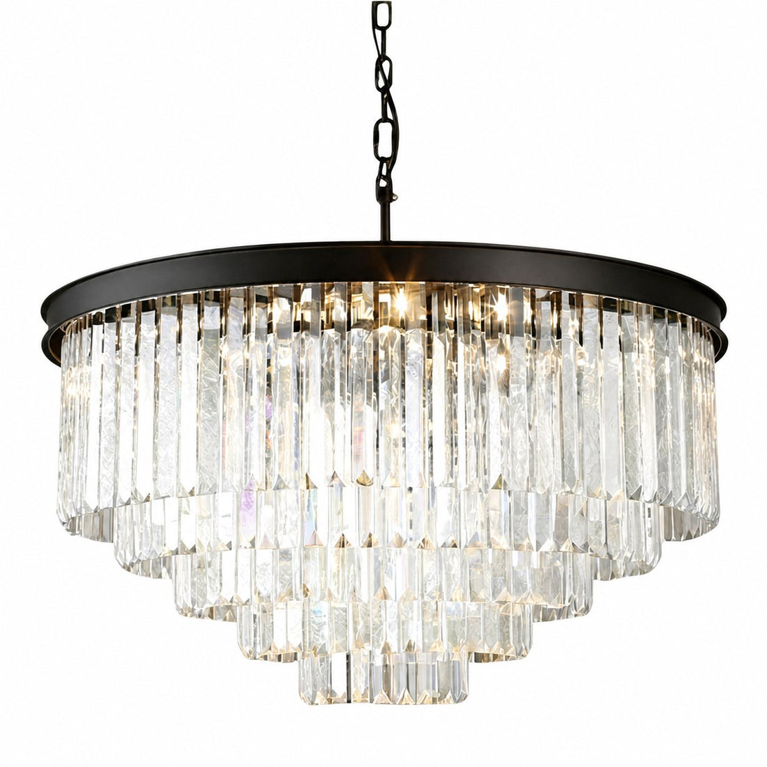 Aurevon Crystal Prism Metal Frame Modern Ceiling Chandelier for Home and Hotel