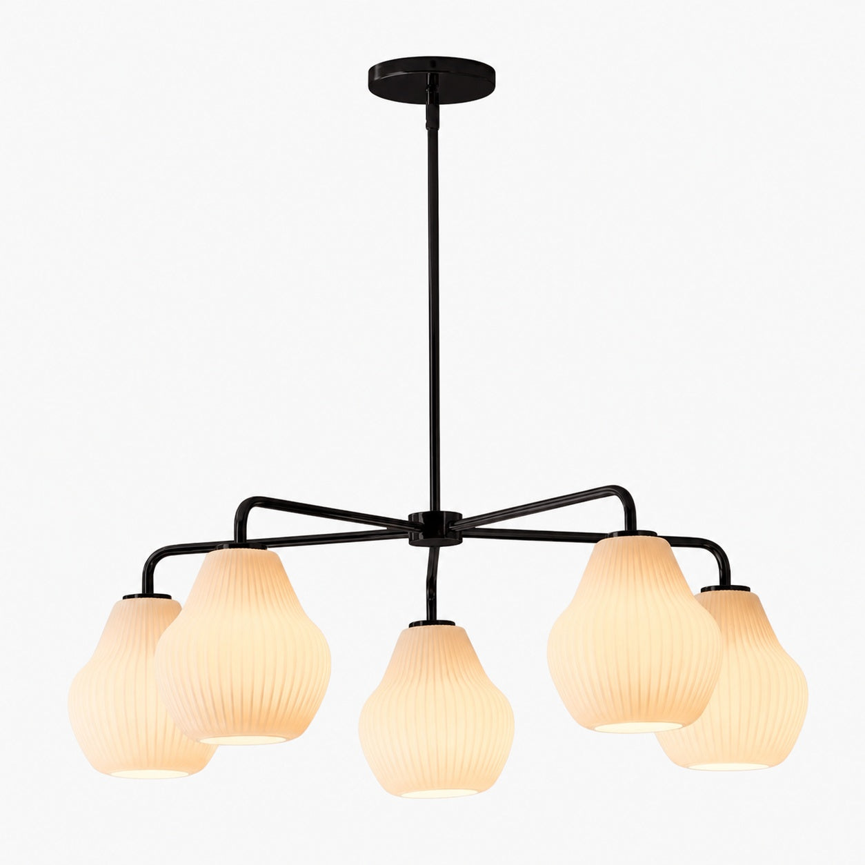 Rivrona 5-Light Chandelier for Entryway - Ribbed Glass Modern Lighting