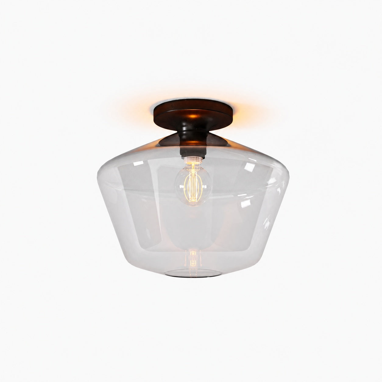 Merin Minimalist Sleek Geometric Glass Flushmount Light