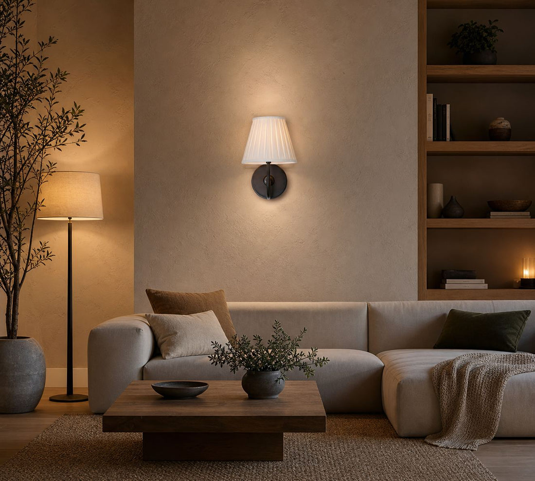 Dumora Linen Drum Ceiling Light - Flush Mount Iron Fixture with Fabric Shade
