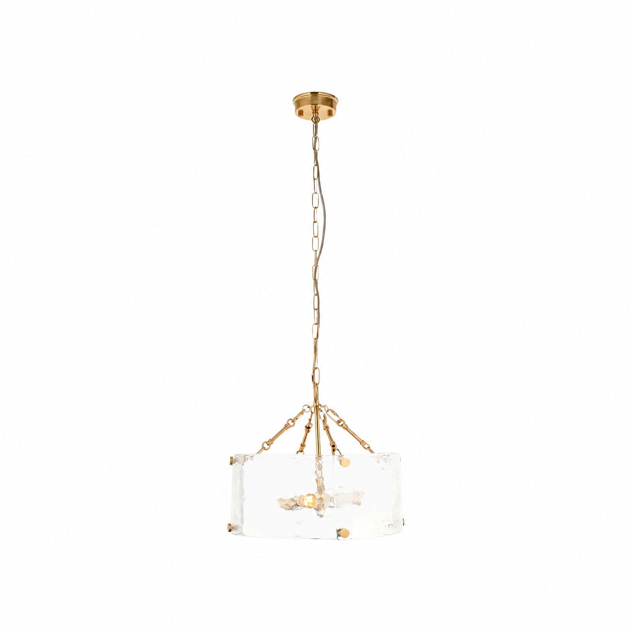Panellux Decorative Pendant - Handcrafted Curved Glass Panels Brushed Brass Finish for Foyer