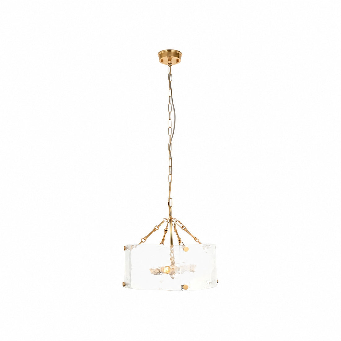 Panellux Decorative Pendant - Handcrafted Curved Glass Panels Brushed Brass Finish for Foyer
