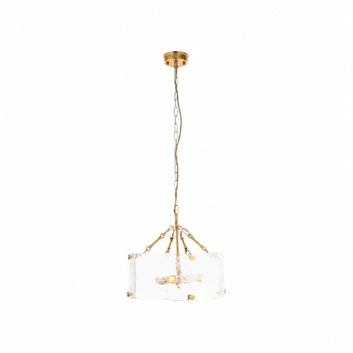 Panellux Decorative Pendant - Handcrafted Curved Glass Panels Brushed Brass Finish for Foyer