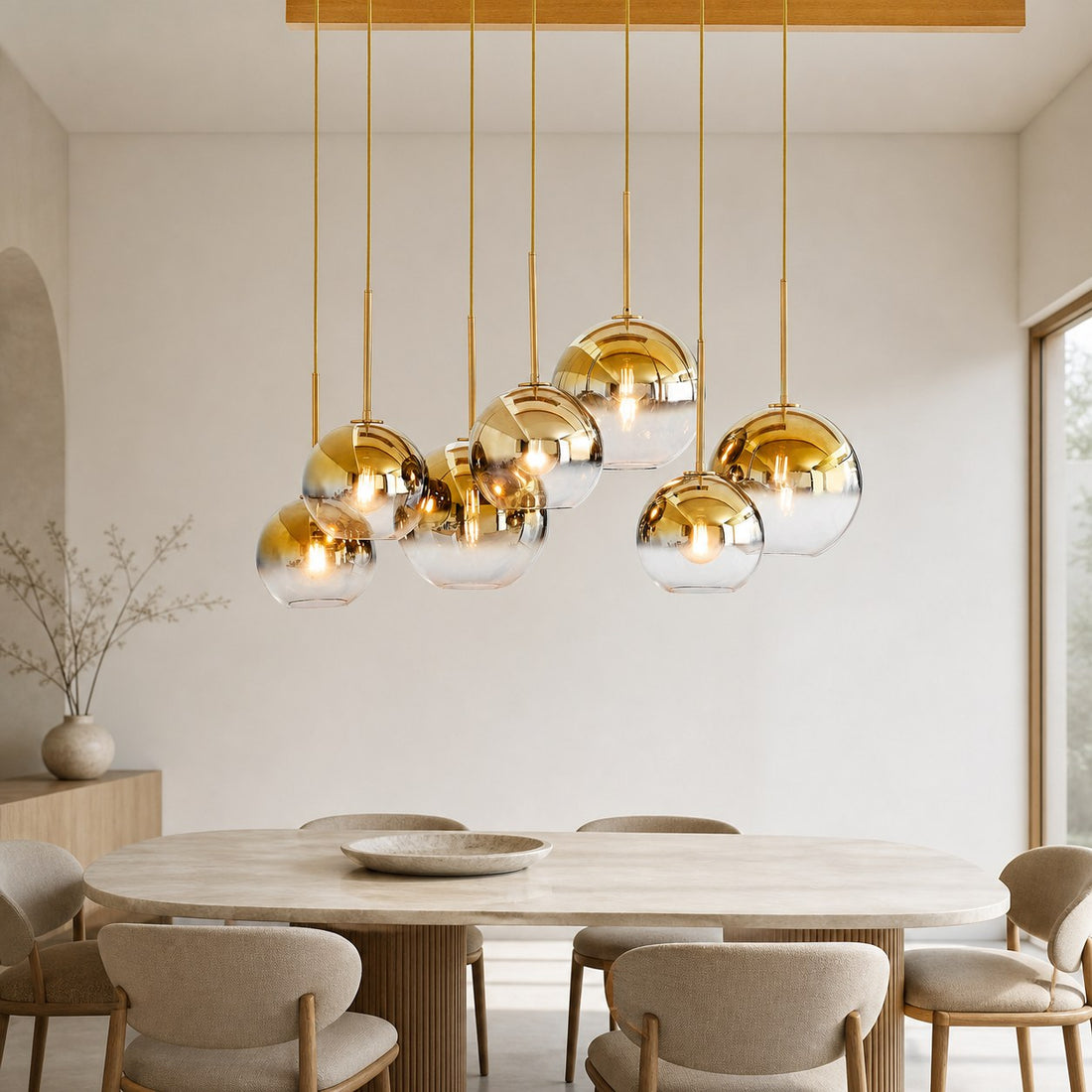 Selvion Elegant 7-Light Globe Chandelier – Glass Pendant Light
