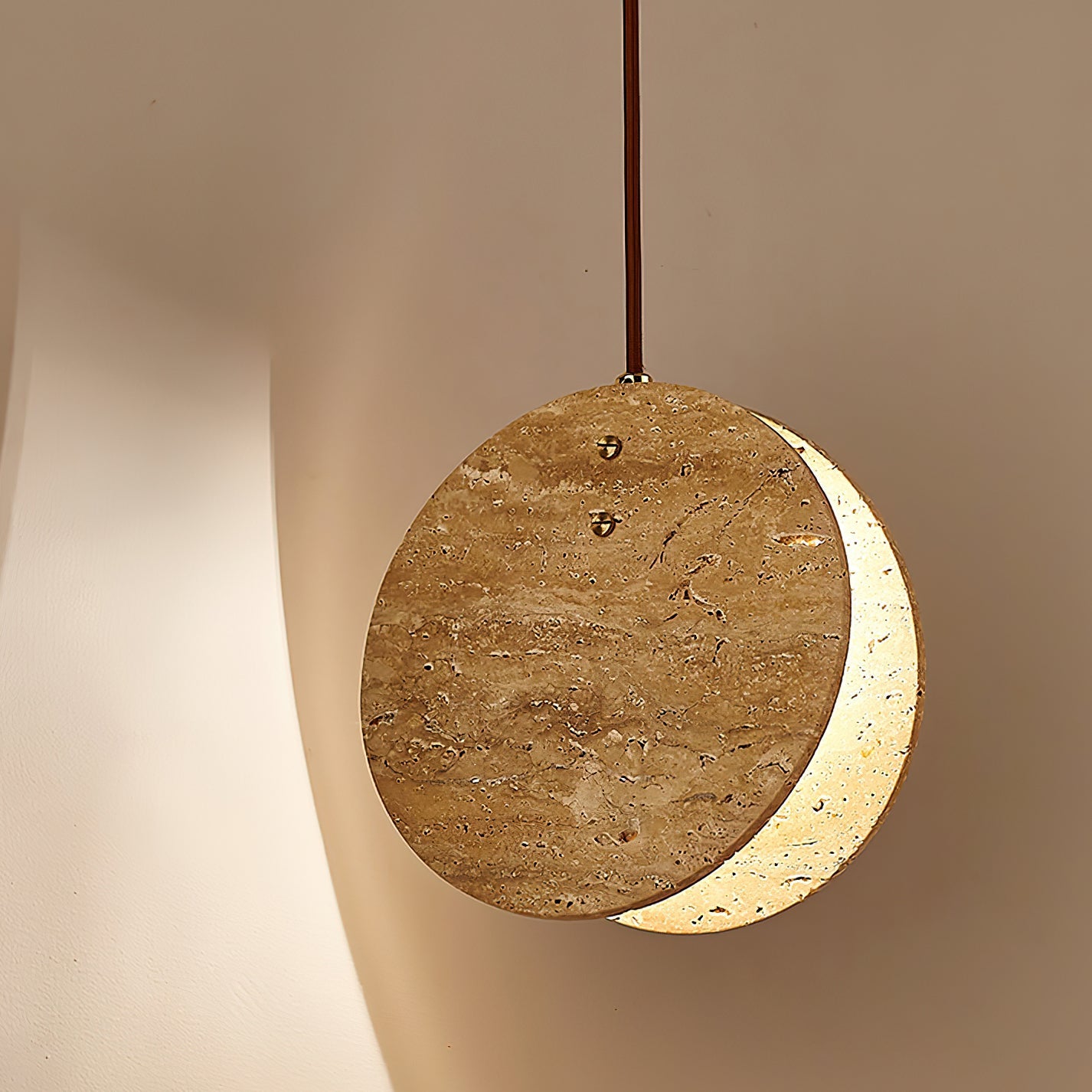 Stone Textured Disc Pendant Light