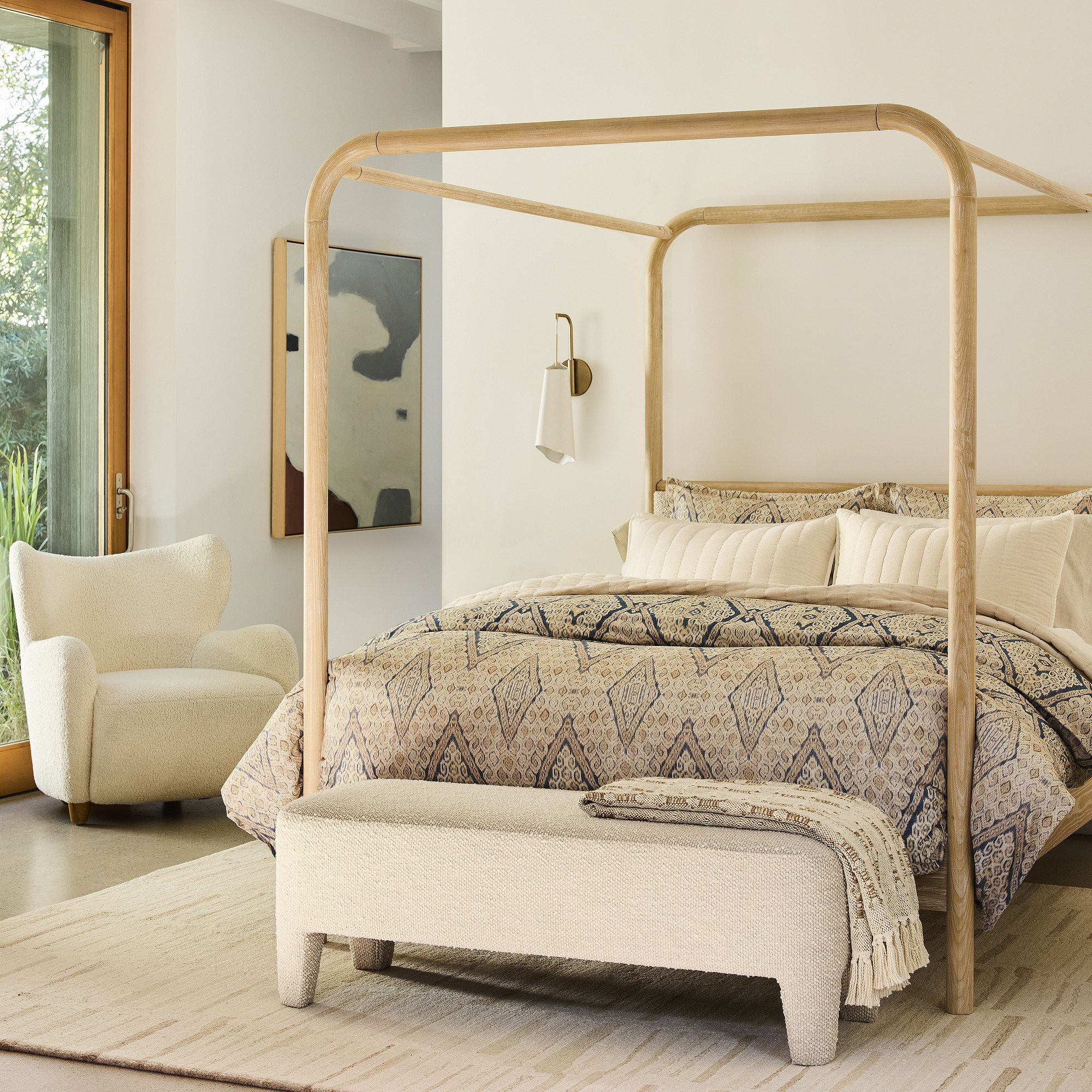 Orovia Sleek Wall Sconce – Ceramic Glass & Metal Champagne Brass