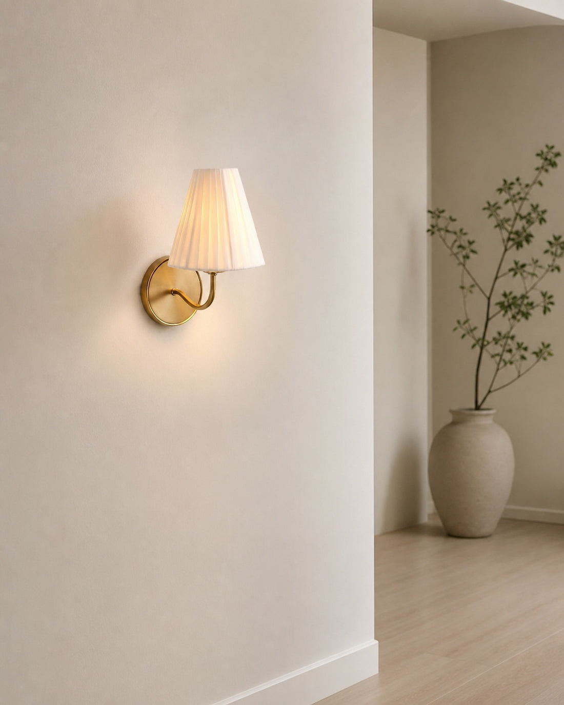 Fibura Sleek Metal Linen Shade Wall Light - Wall-Mounted Art