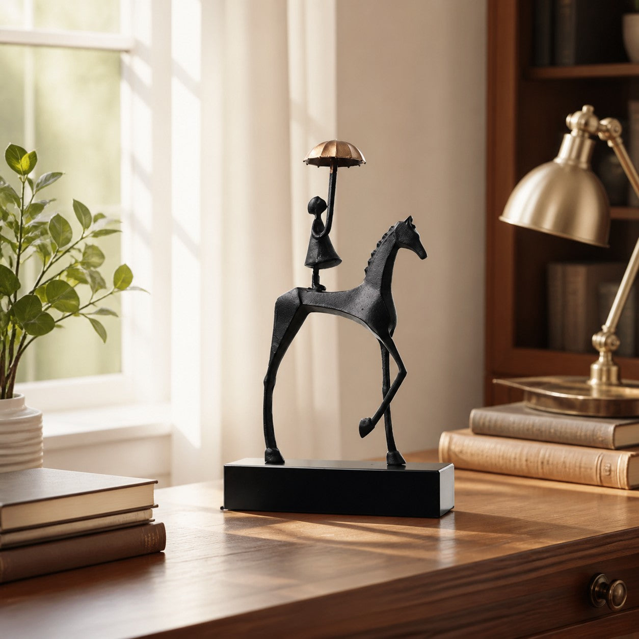 Equora horse and girl figurines in a display setting